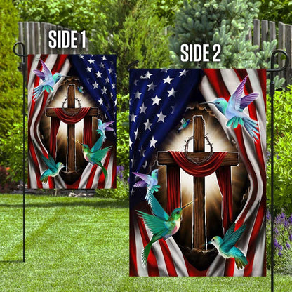 Christian Garden Flags, Magical Hummingbirds Flag, Christian House Flags, Christian Cross Flag, Faith Flag, easychoo.com