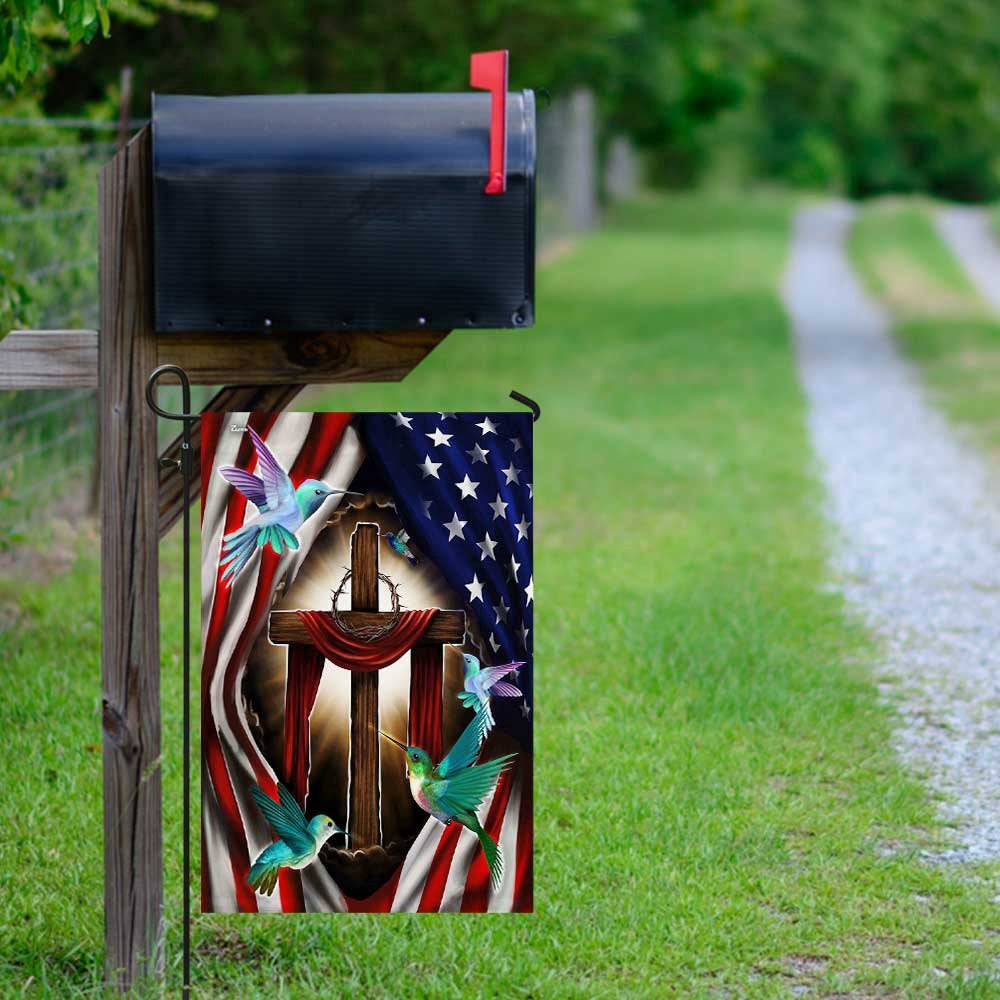 Christian Garden Flags, Magical Hummingbirds Flag, Christian House Flags, Christian Cross Flag, Faith Flag, easychoo.com