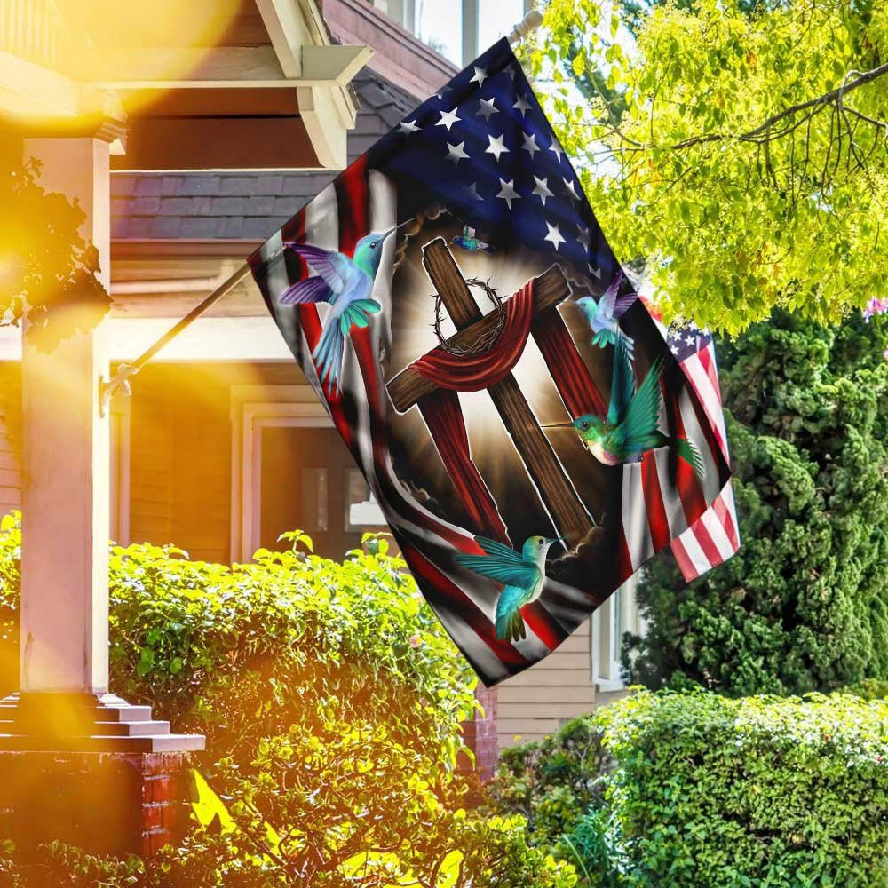 Christian Garden Flags, Magical Hummingbirds Flag, Christian House Flags, Christian Cross Flag, Faith Flag, easychoo.com