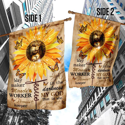 Christian Garden Flags, Way Maker Miracle Worker God Sunflower Flag, Christian House Flags, Christian Cross Flag, Faith Flag, easychoo.com
