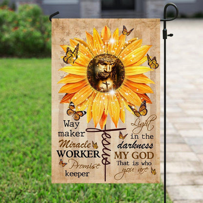 Christian Garden Flags, Way Maker Miracle Worker God Sunflower Flag, Christian House Flags, Christian Cross Flag, Faith Flag, easychoo.com