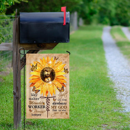 Christian Garden Flags, Way Maker Miracle Worker God Sunflower Flag, Christian House Flags, Christian Cross Flag, Faith Flag, easychoo.com