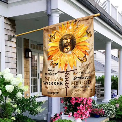 Christian Garden Flags, Way Maker Miracle Worker God Sunflower Flag, Christian House Flags, Christian Cross Flag, Faith Flag, easychoo.com