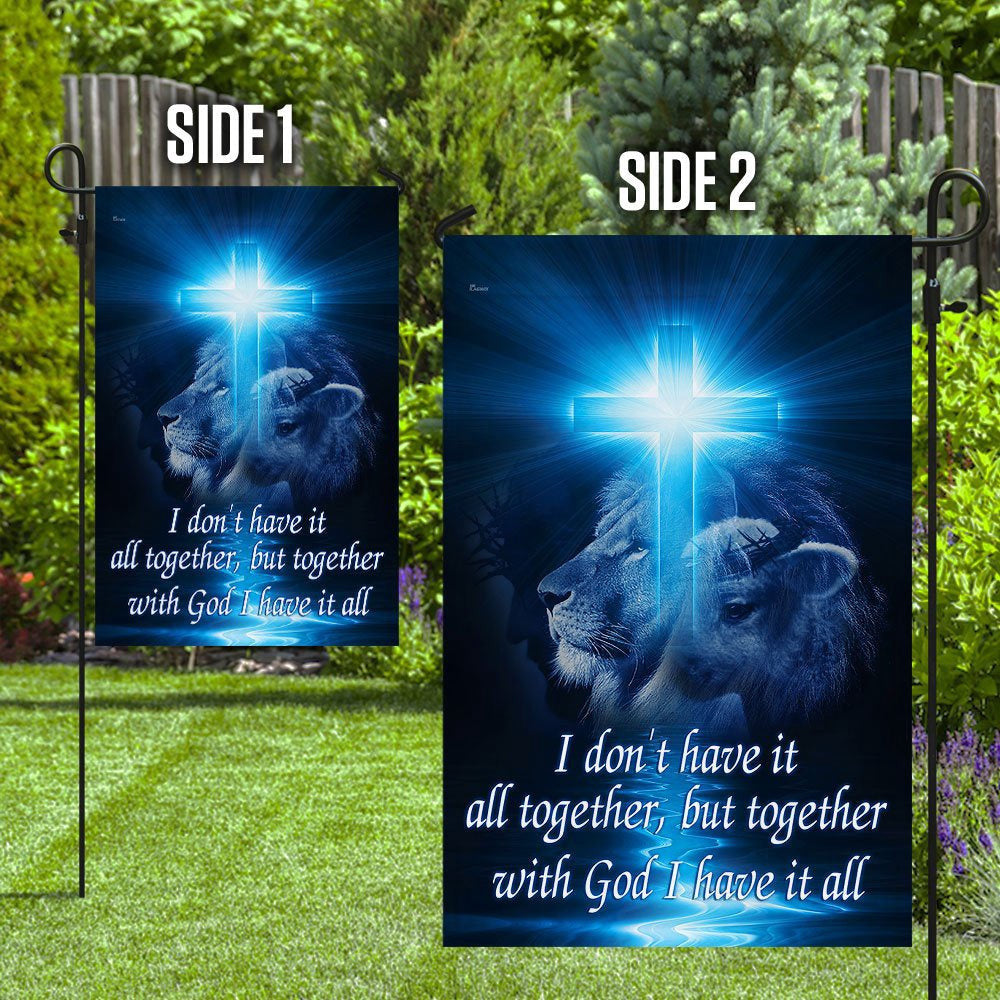 Christian Garden Flags, Together With God I Have It All Flag, Christian House Flags, Christian Cross Flag, Faith Flag, easychoo.com
