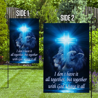 Christian Garden Flags, Together With God I Have It All Flag, Christian House Flags, Christian Cross Flag, Faith Flag, easychoo.com