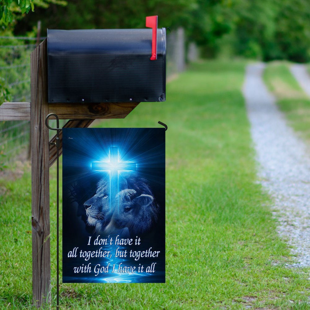 Christian Garden Flags, Together With God I Have It All Flag, Christian House Flags, Christian Cross Flag, Faith Flag, easychoo.com