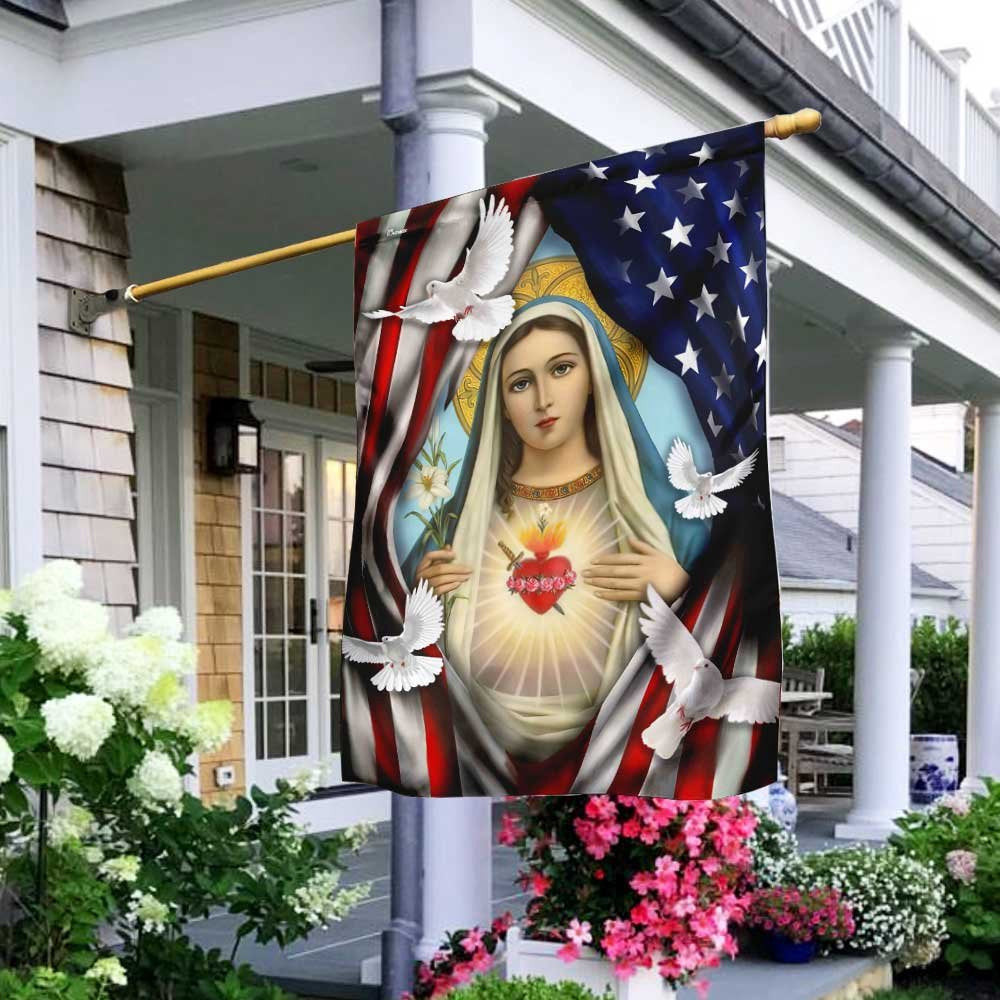 Christian Garden Flags, Mama Mary American Flag, Christian House Flags, Christian Cross Flag, Faith Flag, easychoo.com