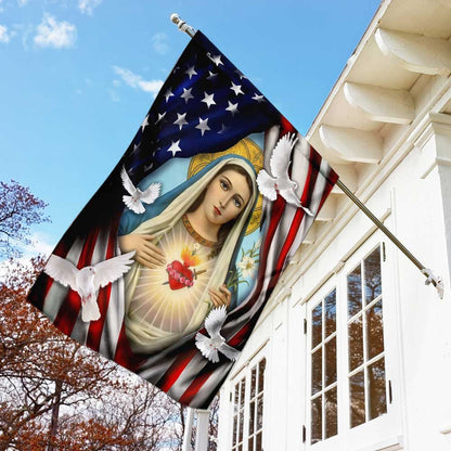 Christian Garden Flags, Mama Mary American Flag, Christian House Flags, Christian Cross Flag, Faith Flag, easychoo.com