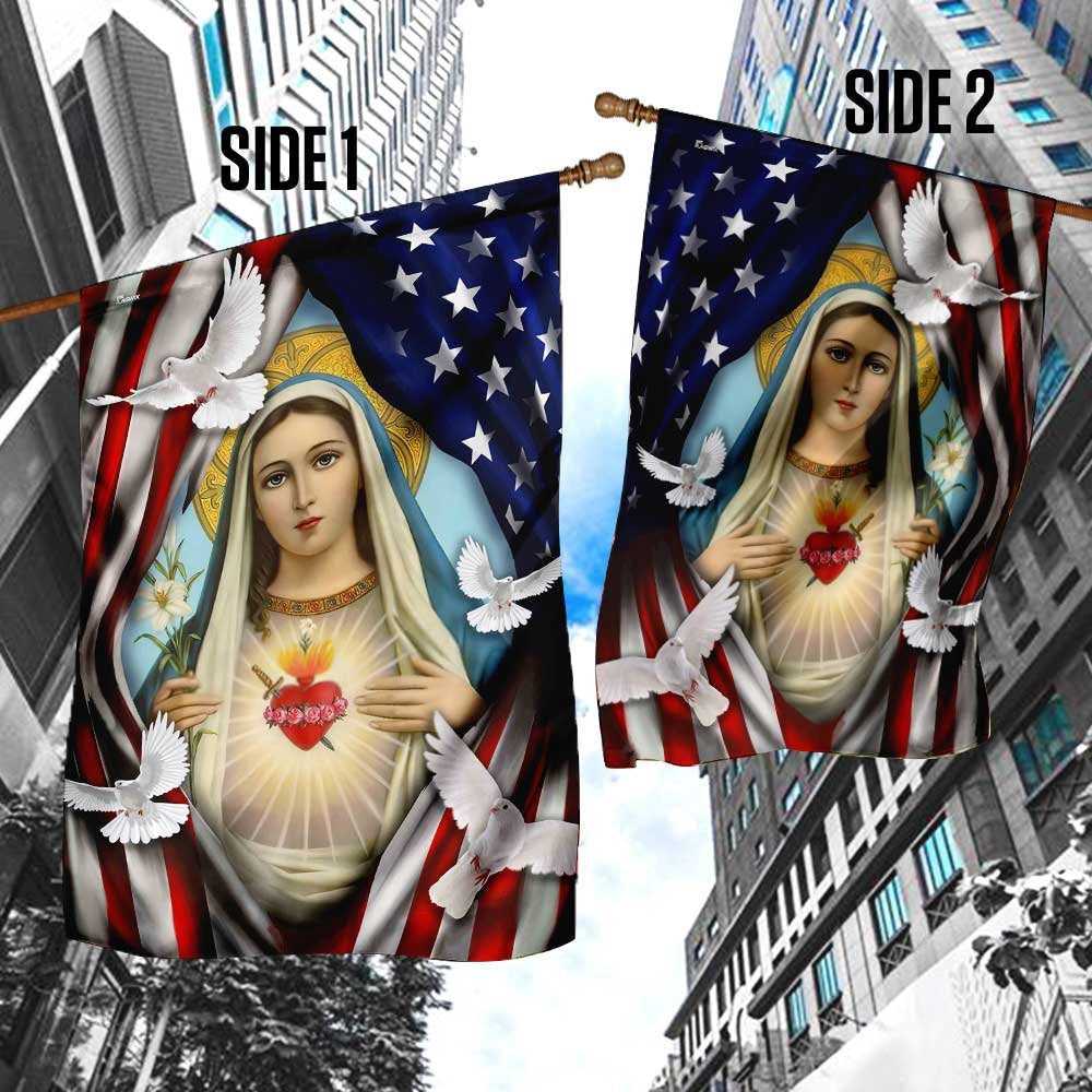 Christian Garden Flags, Mama Mary American Flag, Christian House Flags, Christian Cross Flag, Faith Flag, easychoo.com