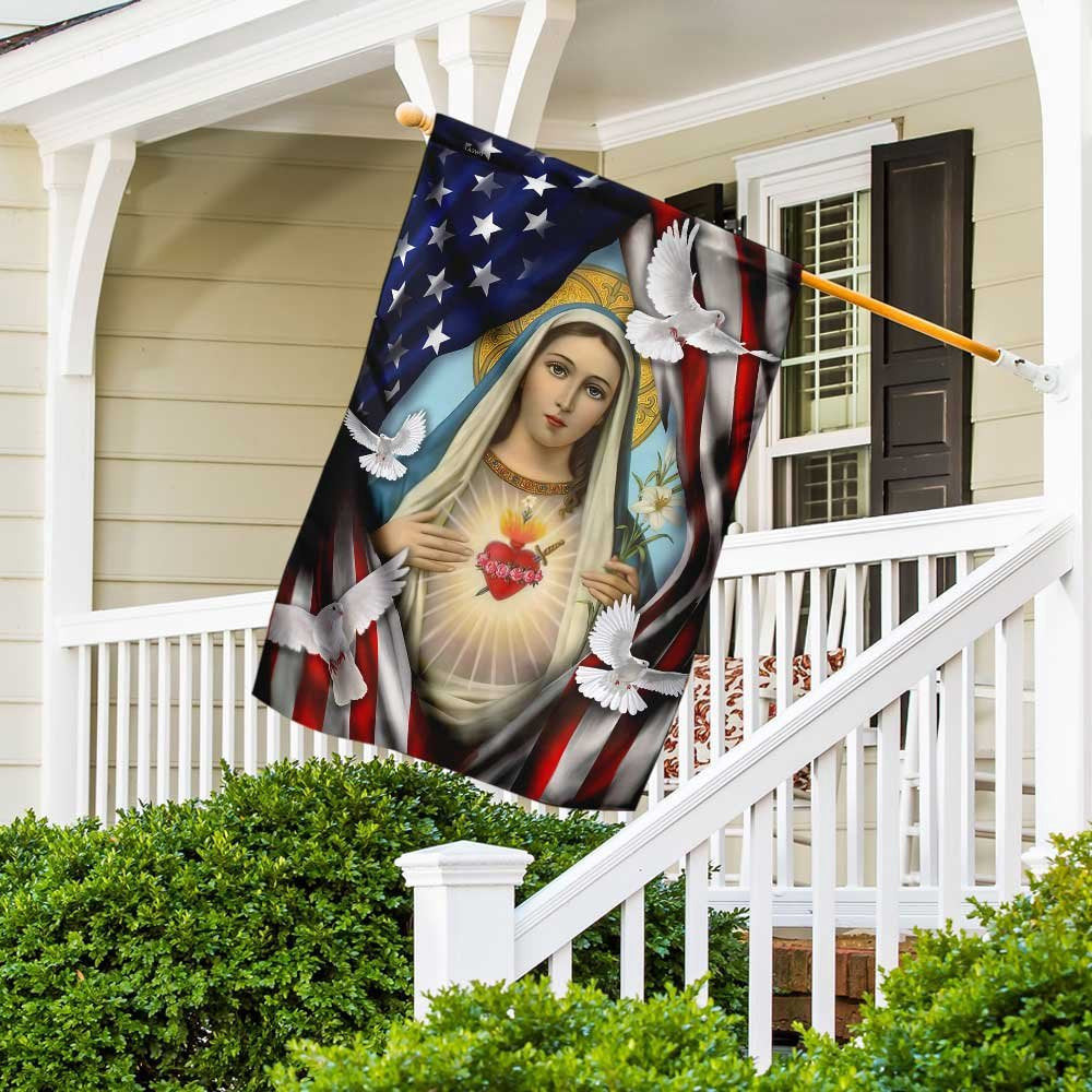 Christian Garden Flags, Mama Mary American Flag, Christian House Flags, Christian Cross Flag, Faith Flag, easychoo.com
