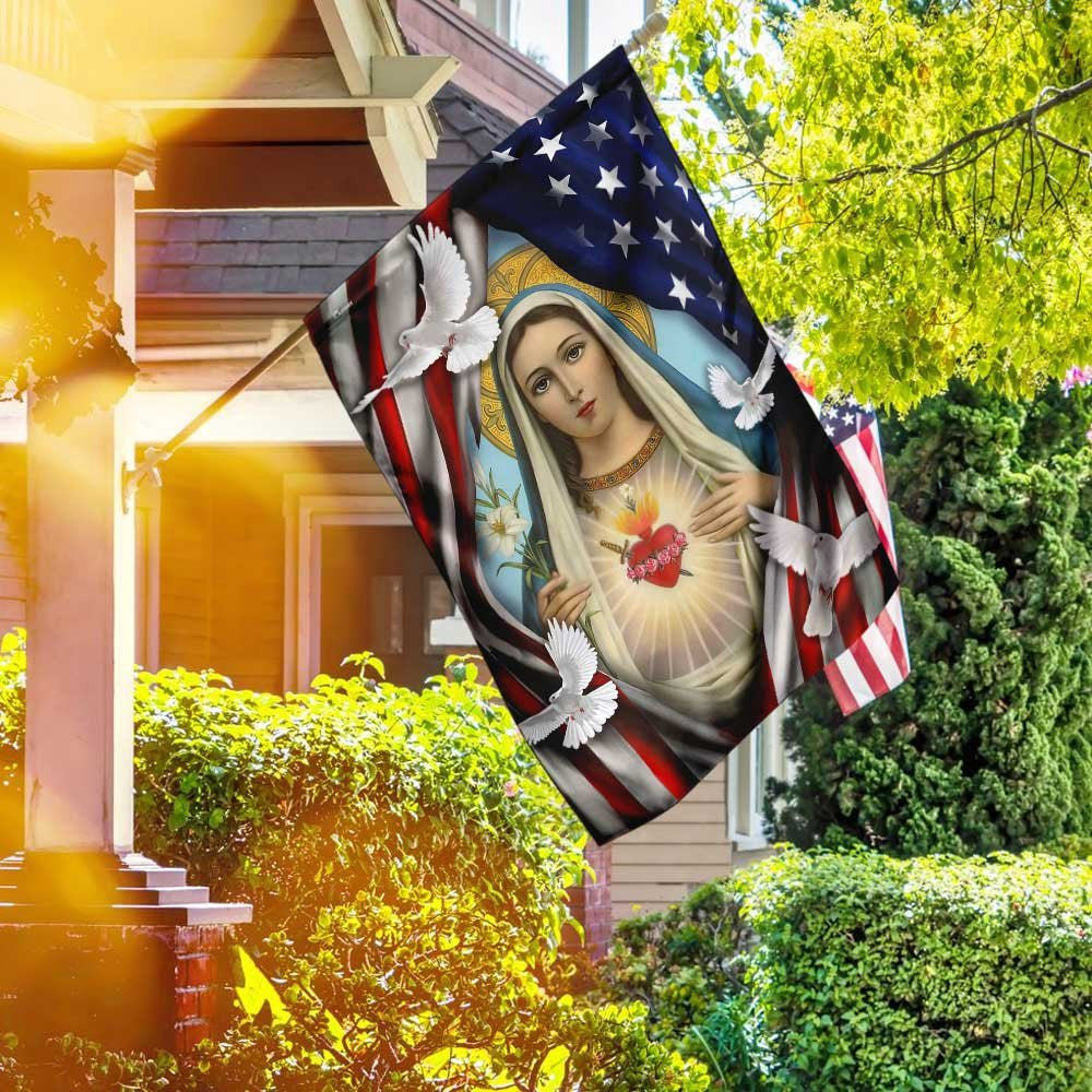 Christian Garden Flags, Mama Mary American Flag, Christian House Flags, Christian Cross Flag, Faith Flag, easychoo.com