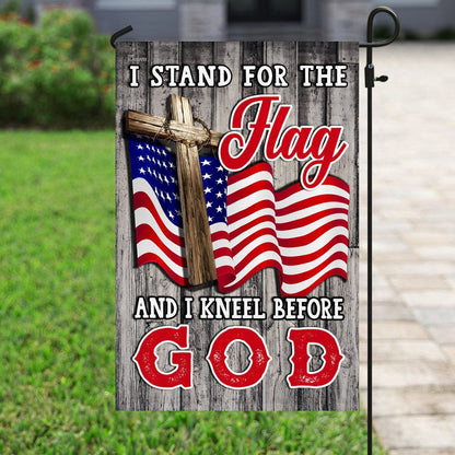 Christian Garden Flags, Stand For The Flag Kneel Before God Christian American Flag, Christian House Flags, Christian Cross Flag, Faith Flag, easychoo.com
