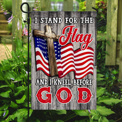 Christian Garden Flags, Stand For The Flag Kneel Before God Christian American Flag, Christian House Flags, Christian Cross Flag, Faith Flag, easychoo.com
