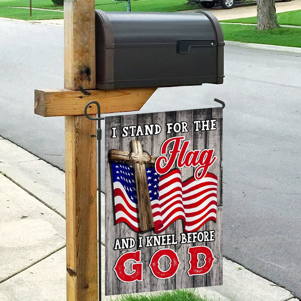 Christian Garden Flags, Stand For The Flag Kneel Before God Christian American Flag, Christian House Flags, Christian Cross Flag, Faith Flag, easychoo.com