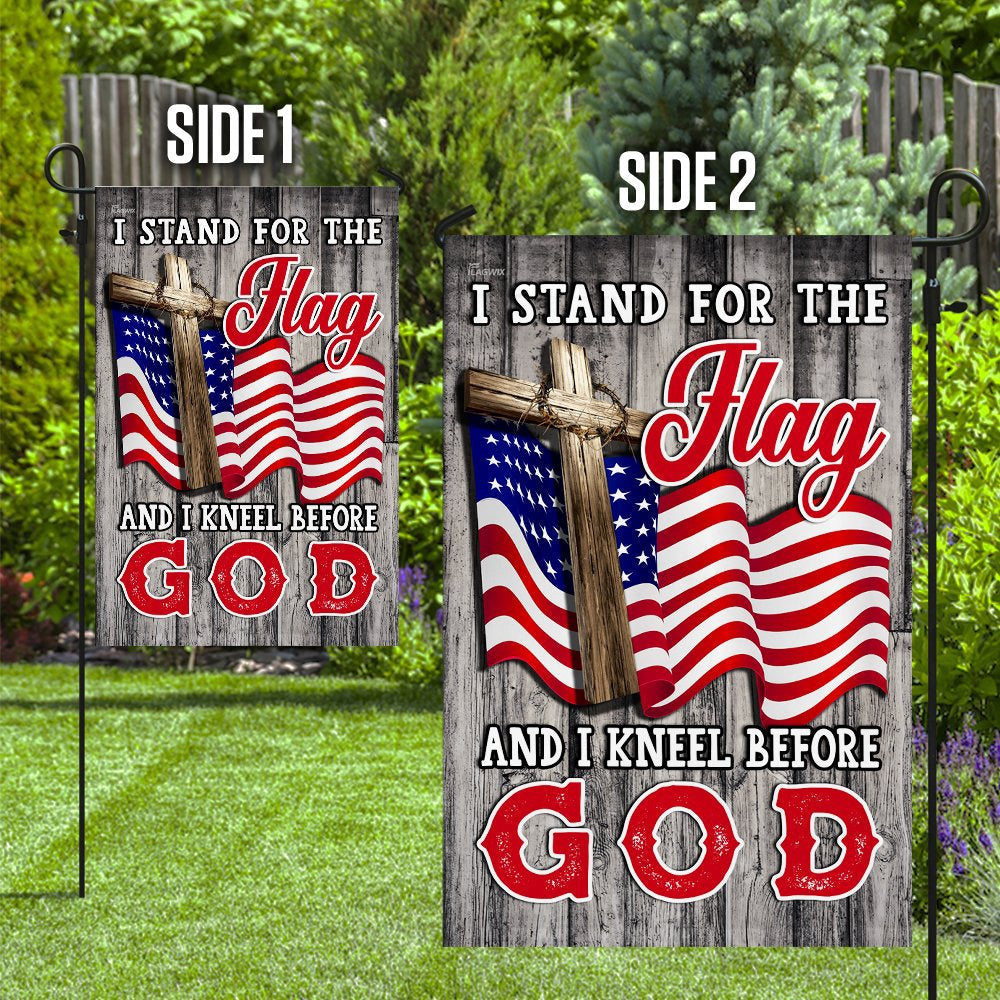 Christian Garden Flags, Stand For The Flag Kneel Before God Christian American Flag, Christian House Flags, Christian Cross Flag, Faith Flag, easychoo.com