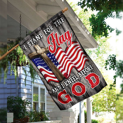 Christian Garden Flags, Stand For The Flag Kneel Before God Christian American Flag, Christian House Flags, Christian Cross Flag, Faith Flag, easychoo.com