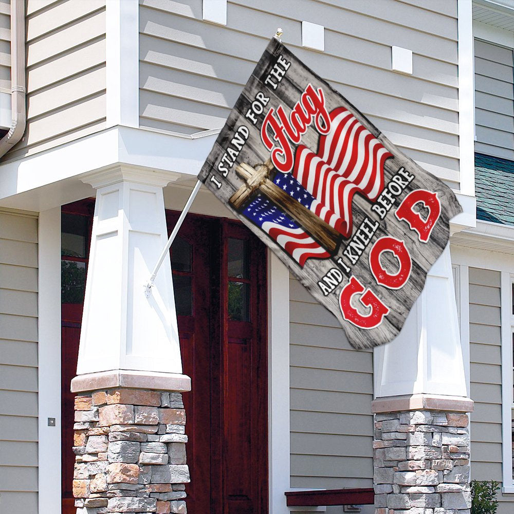 Christian Garden Flags, Stand For The Flag Kneel Before God Christian American Flag, Christian House Flags, Christian Cross Flag, Faith Flag, easychoo.com