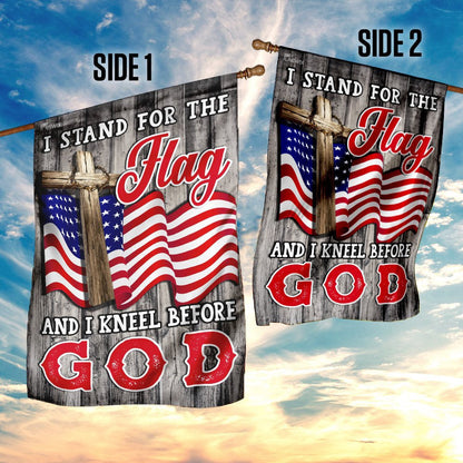 Christian Garden Flags, Stand For The Flag Kneel Before God Christian American Flag, Christian House Flags, Christian Cross Flag, Faith Flag, easychoo.com