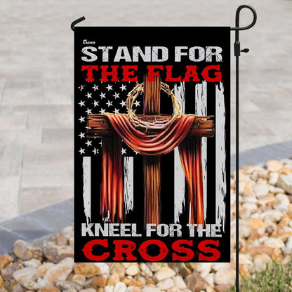 Christian Garden Flags, Stand For The Flag Kneel For The Cross Flag, Christian House Flags, Christian Cross Flag, Faith Flag, easychoo.com