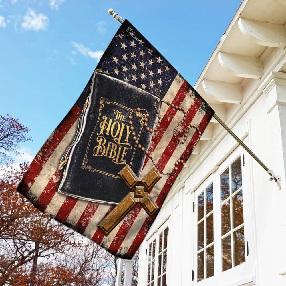 Christian Garden Flags, The Holy Bible American Flag, Christian House Flags, Christian Cross Flag, Faith Flag, easychoo.com
