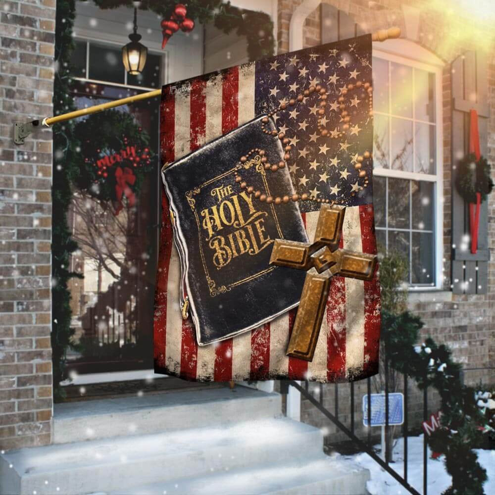 Christian Garden Flags, The Holy Bible American Flag, Christian House Flags, Christian Cross Flag, Faith Flag, easychoo.com