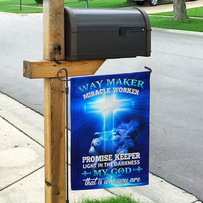 Christian Garden Flags, Way Maker Miracle Worker Jesus Christ Flag, Christian House Flags, Christian Cross Flag, Faith Flag, easychoo.com