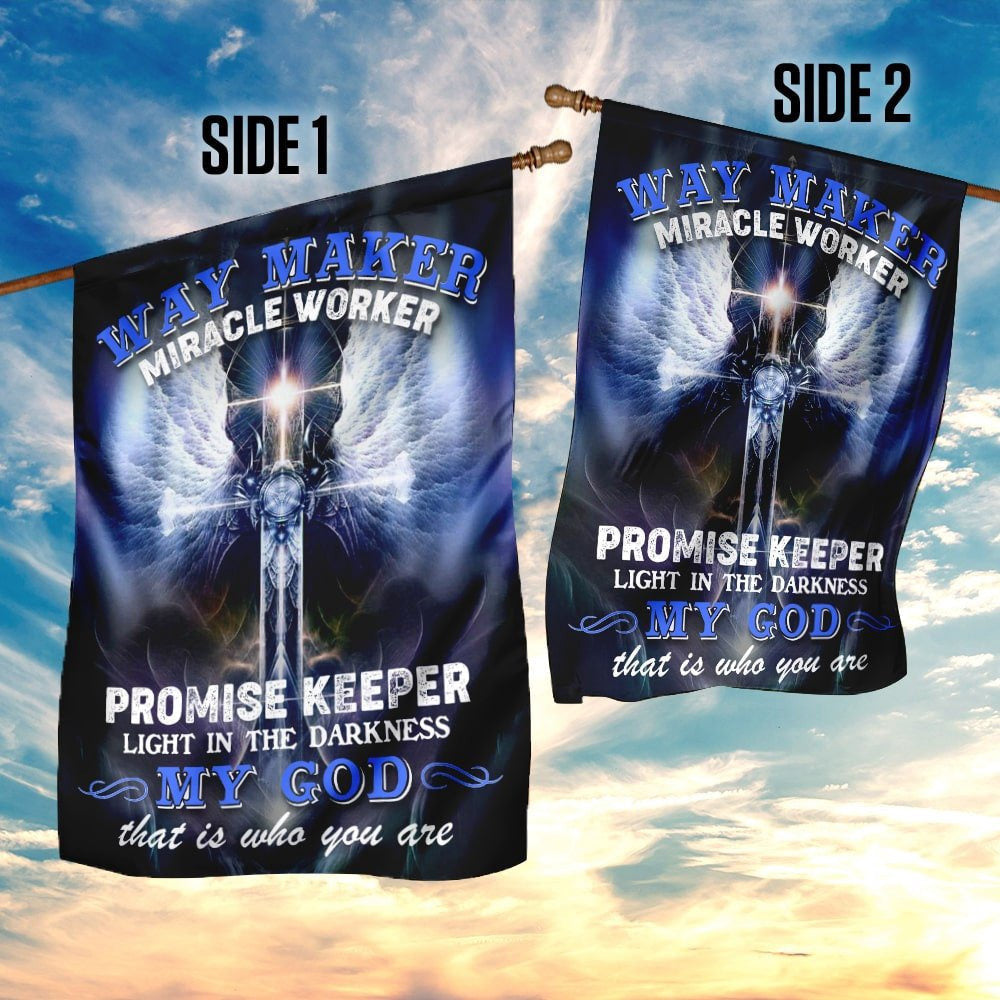 Christian Garden Flags, Way Maker Miracle Worker Promise Keeper Light In The Darkness Flag, Christian House Flags, Christian Cross Flag, Faith Flag, easychoo.com
