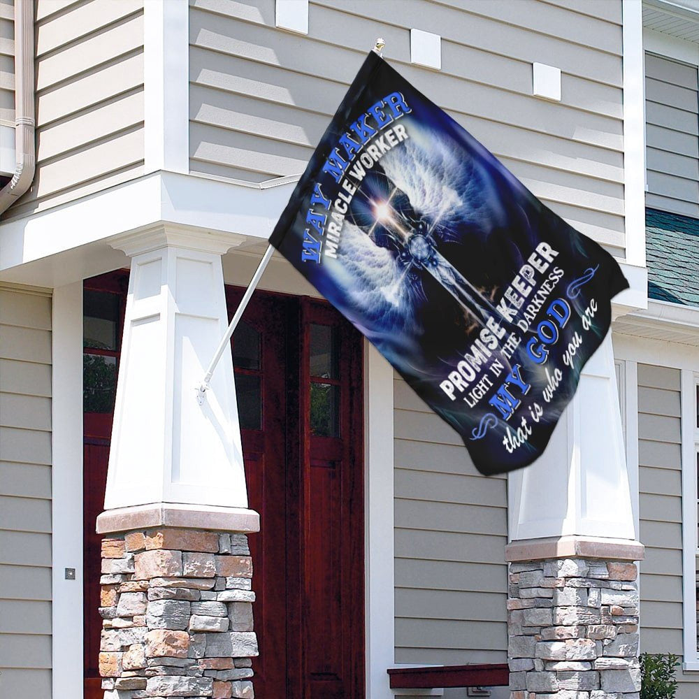 Christian Garden Flags, Way Maker Miracle Worker Promise Keeper Light In The Darkness Flag, Christian House Flags, Christian Cross Flag, Faith Flag, easychoo.com