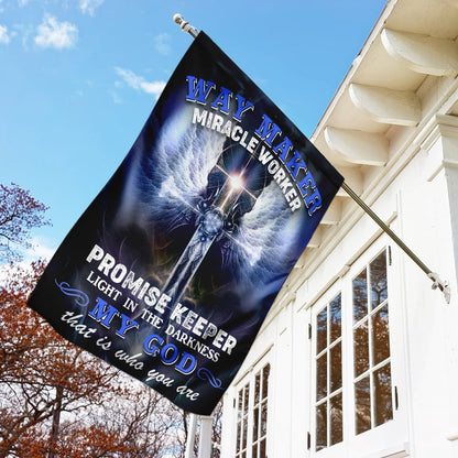 Christian Garden Flags, Way Maker Miracle Worker Promise Keeper Light In The Darkness Flag, Christian House Flags, Christian Cross Flag, Faith Flag, easychoo.com