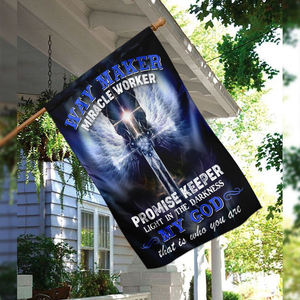 Christian Garden Flags, Way Maker Miracle Worker Promise Keeper Light In The Darkness Flag, Christian House Flags, Christian Cross Flag, Faith Flag, easychoo.com