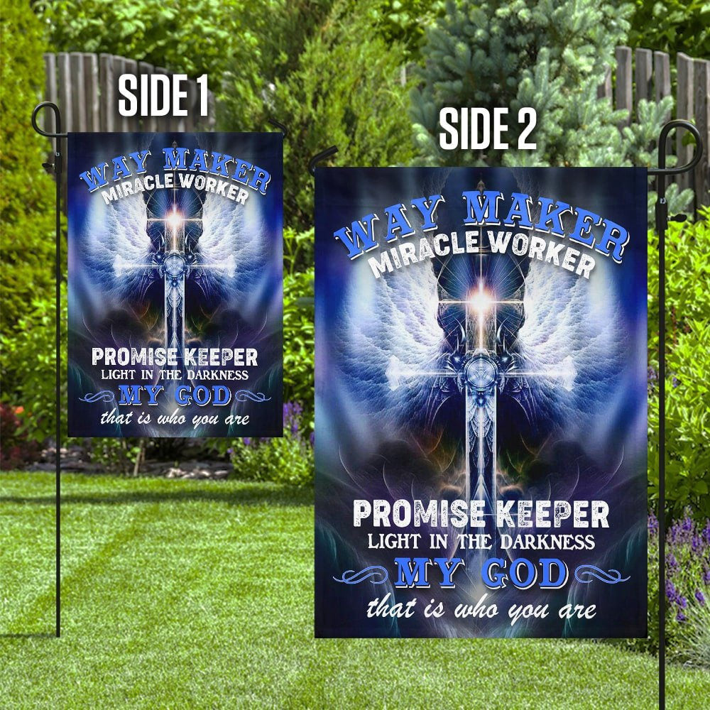 Christian Garden Flags, Way Maker Miracle Worker Promise Keeper Light In The Darkness Flag, Christian House Flags, Christian Cross Flag, Faith Flag, easychoo.com