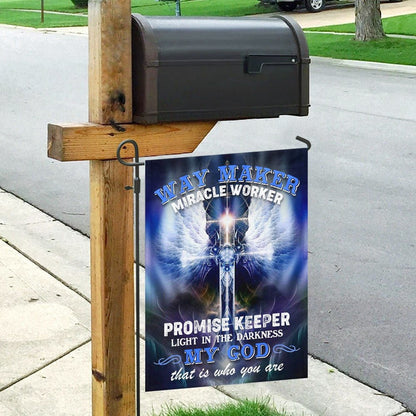 Christian Garden Flags, Way Maker Miracle Worker Promise Keeper Light In The Darkness Flag, Christian House Flags, Christian Cross Flag, Faith Flag, easychoo.com