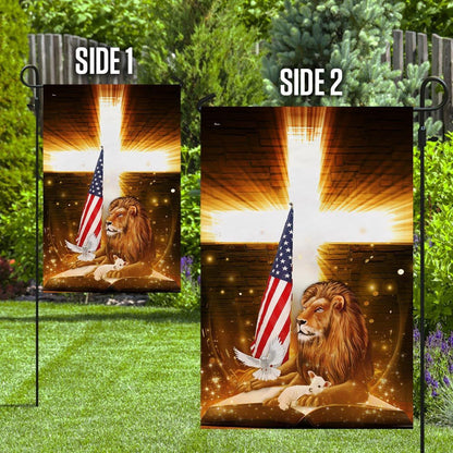 Christian Garden Flags, Lion God And Lamb American Flag, Christian House Flags, Christian Cross Flag, Faith Flag, easychoo.com