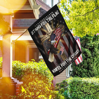 Christian Garden Flags, Stand For The Flag Kneel For The Cross Jesus Cross Eagle Flag, Christian House Flags, Christian Cross Flag, Faith Flag, easychoo.com
