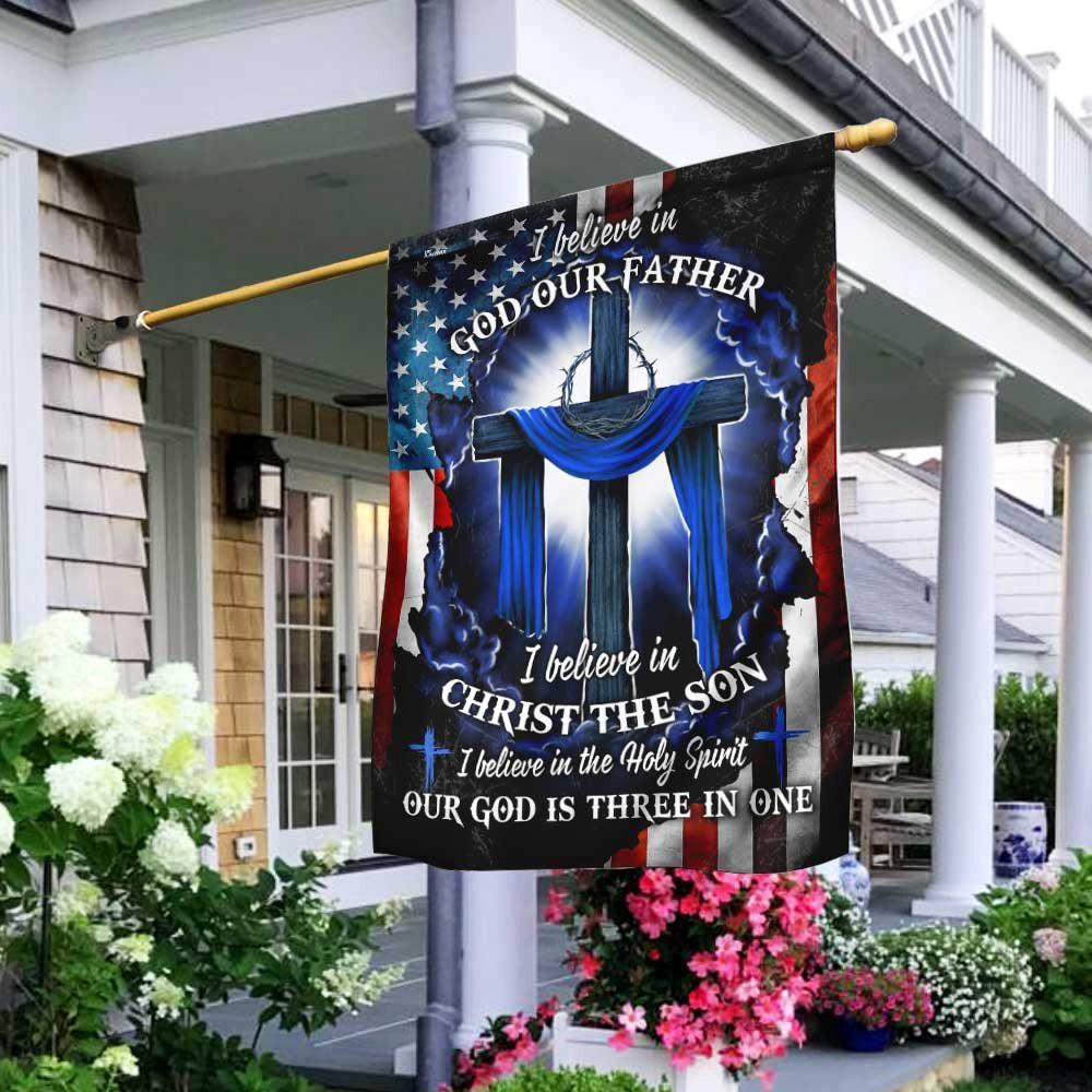 Christian Garden Flags, Our God Is Three In One Flag, Christian House Flags, Christian Cross Flag, Faith Flag, easychoo.com