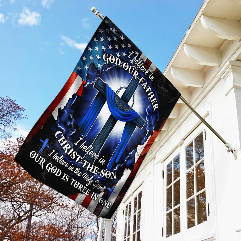 Christian Garden Flags, Our God Is Three In One Flag, Christian House Flags, Christian Cross Flag, Faith Flag, easychoo.com