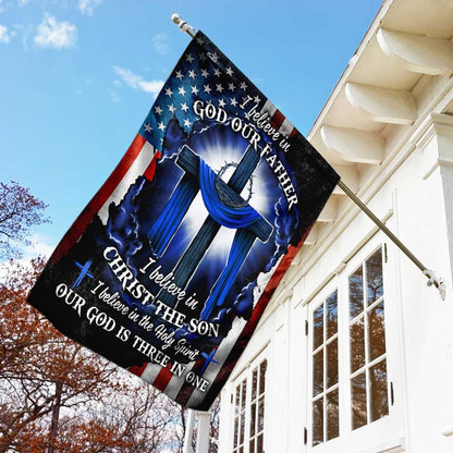 Christian Garden Flags, Our God Is Three In One Flag, Christian House Flags, Christian Cross Flag, Faith Flag, easychoo.com