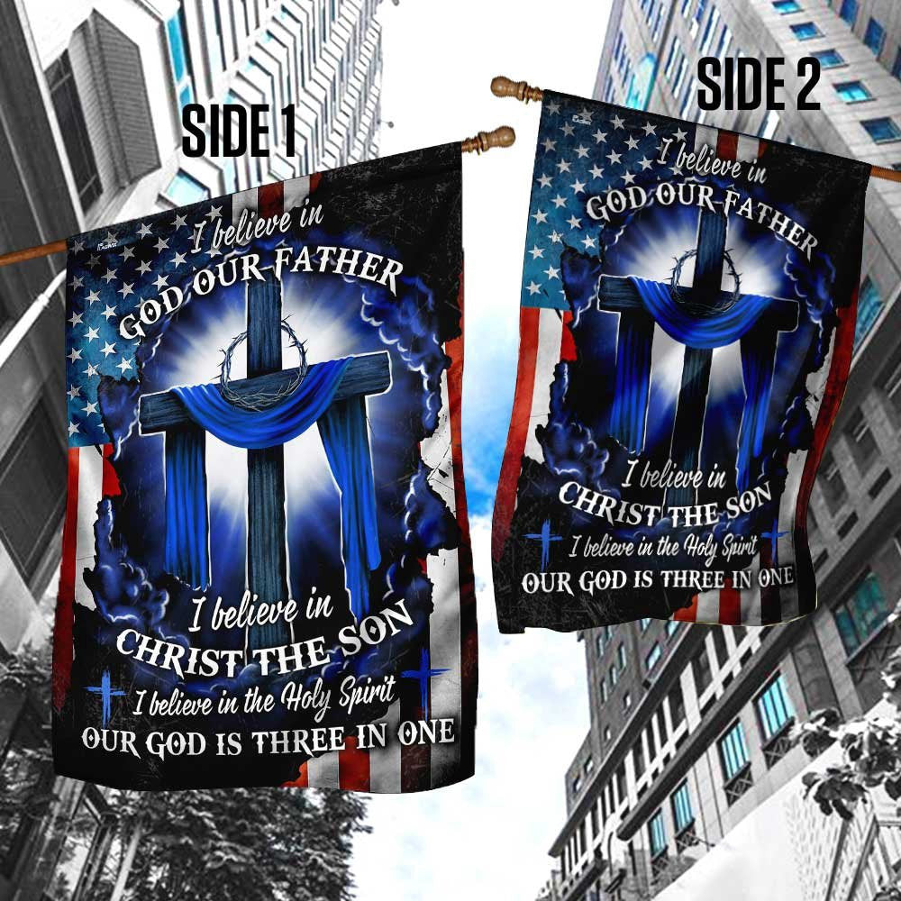 Christian Garden Flags, Our God Is Three In One Flag, Christian House Flags, Christian Cross Flag, Faith Flag, easychoo.com