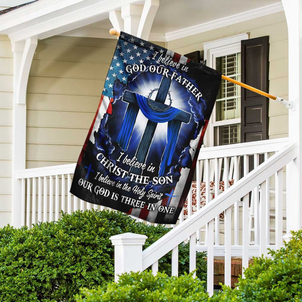 Christian Garden Flags, Our God Is Three In One Flag, Christian House Flags, Christian Cross Flag, Faith Flag, easychoo.com