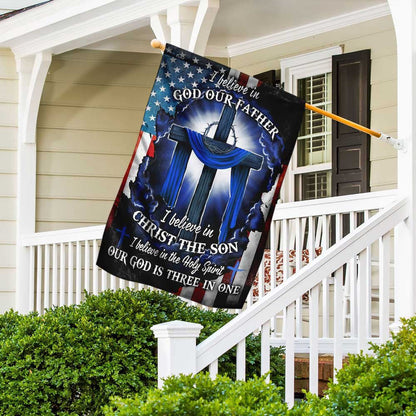 Christian Garden Flags, Our God Is Three In One Flag, Christian House Flags, Christian Cross Flag, Faith Flag, easychoo.com