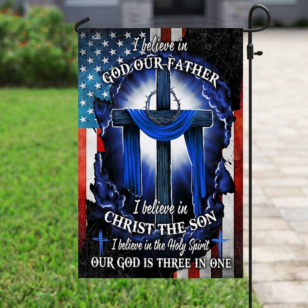 Christian Garden Flags, Our God Is Three In One Flag, Christian House Flags, Christian Cross Flag, Faith Flag, easychoo.com