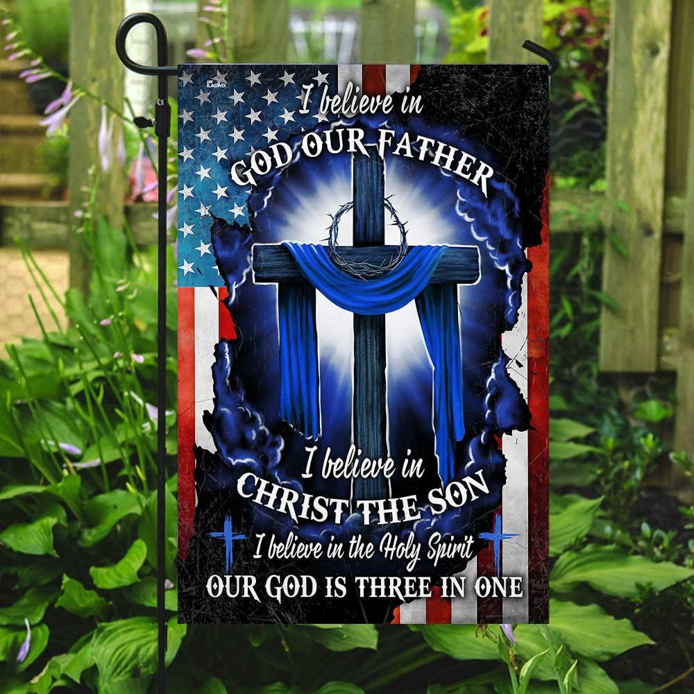 Christian Garden Flags, Our God Is Three In One Flag, Christian House Flags, Christian Cross Flag, Faith Flag, easychoo.com