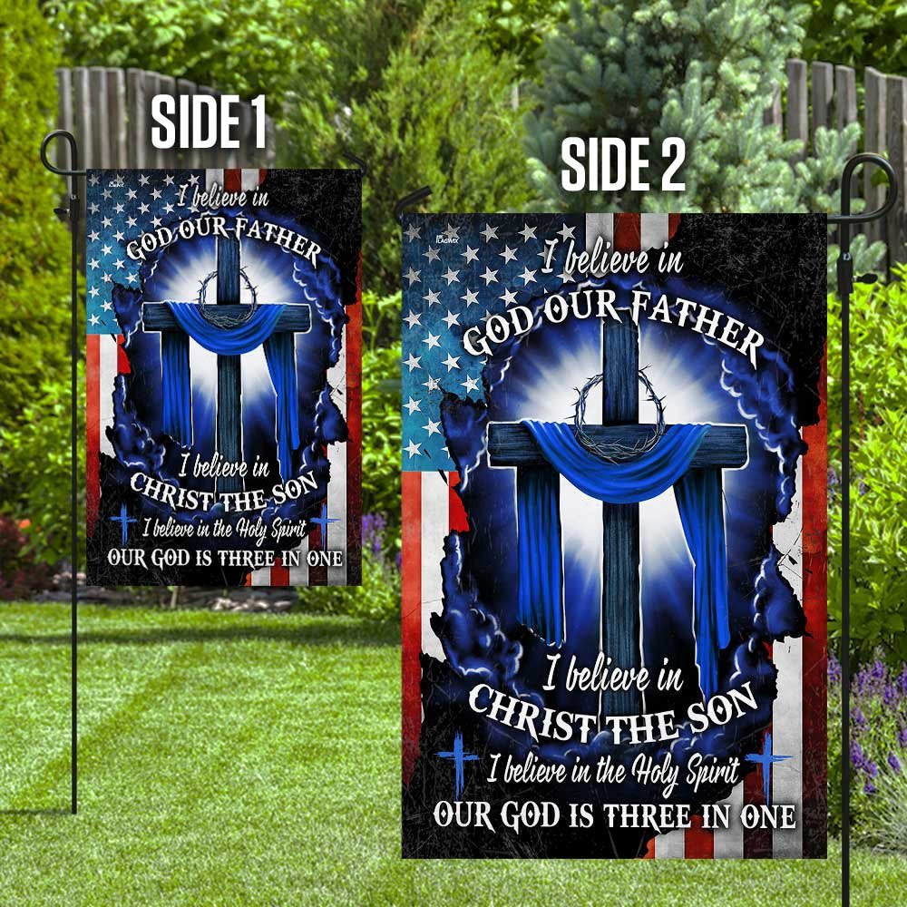 Christian Garden Flags, Our God Is Three In One Flag, Christian House Flags, Christian Cross Flag, Faith Flag, easychoo.com