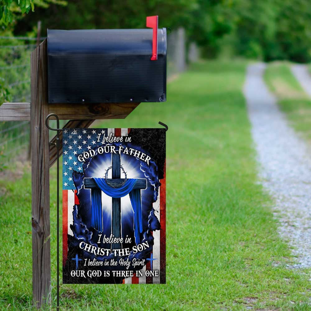 Christian Garden Flags, Our God Is Three In One Flag, Christian House Flags, Christian Cross Flag, Faith Flag, easychoo.com