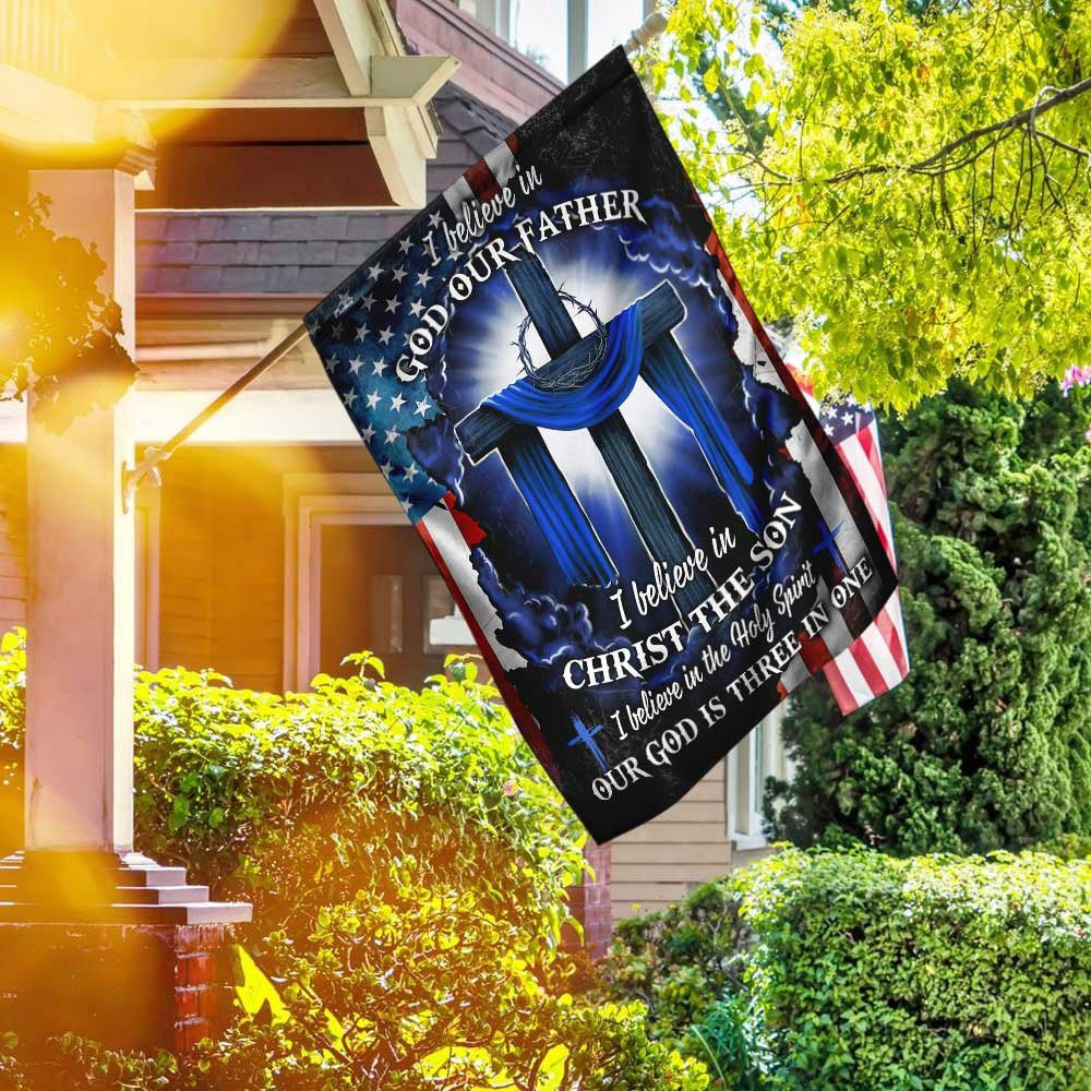 Christian Garden Flags, Our God Is Three In One Flag, Christian House Flags, Christian Cross Flag, Faith Flag, easychoo.com
