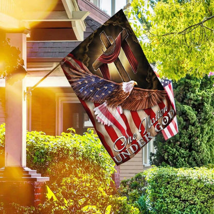 Christian Garden Flags, One Nation Under God American Eagle Flag, Christian House Flags, Christian Cross Flag, Faith Flag, easychoo.com