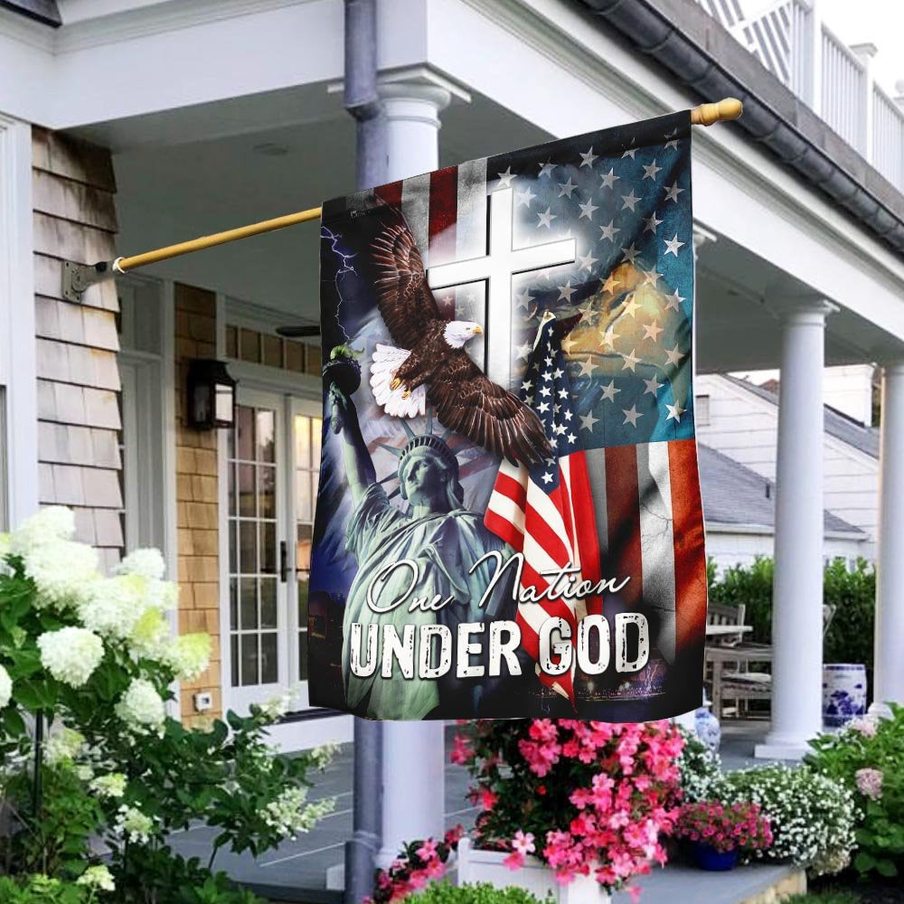 Christian Garden Flags, One Nation Under God American Eagle Flag, Christian House Flags, Christian Cross Flag, Faith Flag, easychoo.com