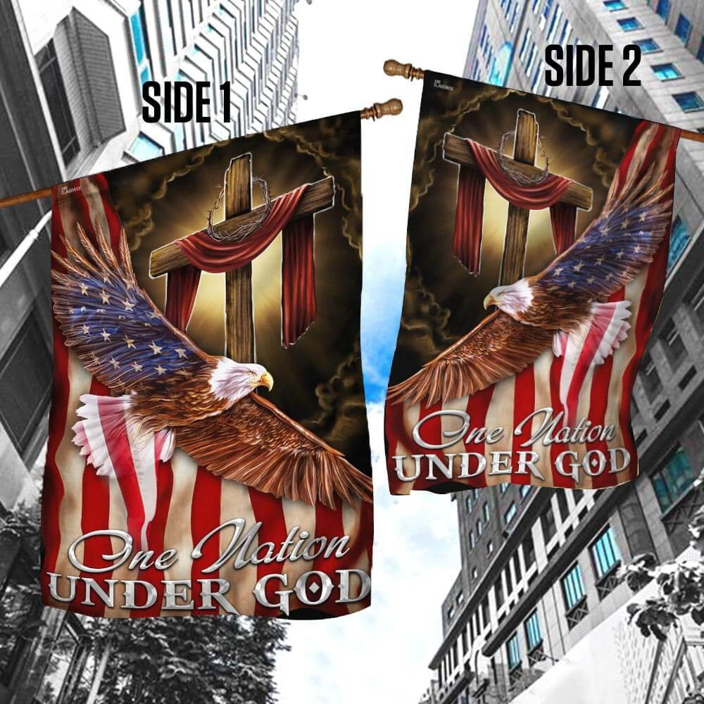 Christian Garden Flags, One Nation Under God American Eagle Flag, Christian House Flags, Christian Cross Flag, Faith Flag, easychoo.com