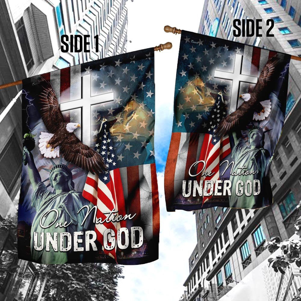 Christian Garden Flags, One Nation Under God American Eagle Flag, Christian House Flags, Christian Cross Flag, Faith Flag, easychoo.com