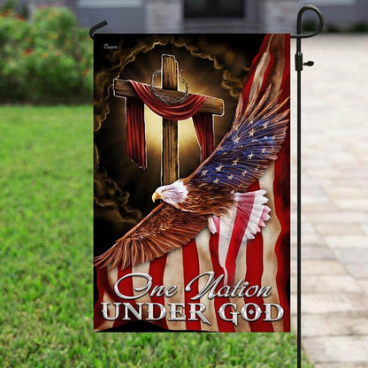 Christian Garden Flags, One Nation Under God American Eagle Flag, Christian House Flags, Christian Cross Flag, Faith Flag, easychoo.com
